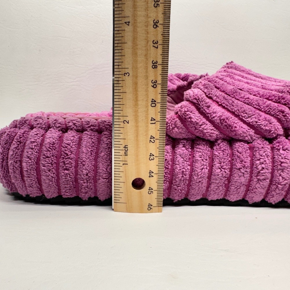 Free People Platform Slide Slippers Wmns 11 Pink Corduroy Terry Criss Cross Boho - Picture 3 of 4